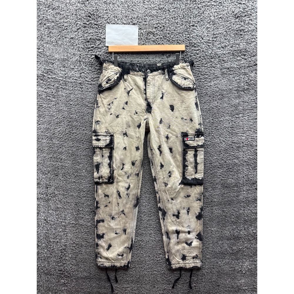 Giambattista Valli × H&M High Rise Bleached Denim Cargo Pants Womens Size 8